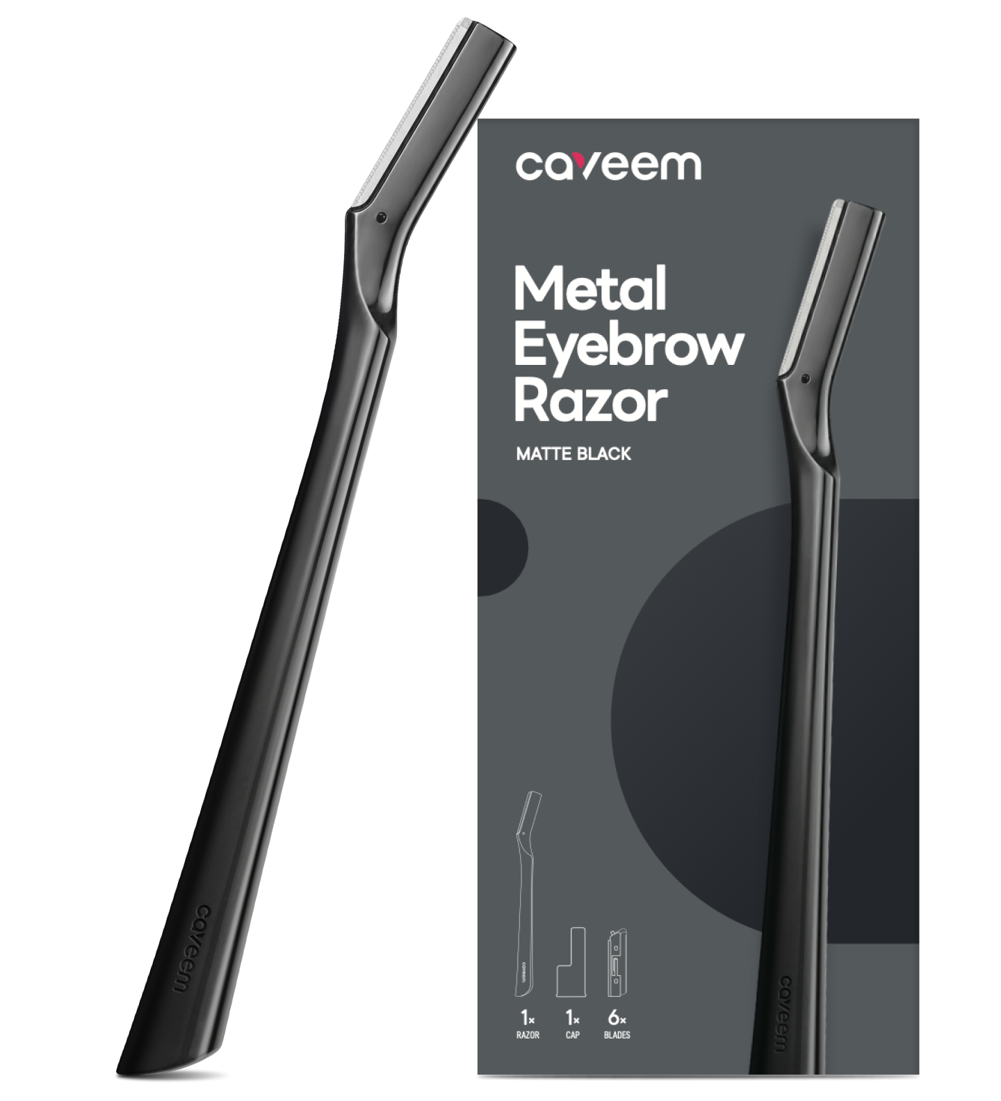 Caveem Dermaplaning Rasoio Sopracciglia Nero 6 Lamette