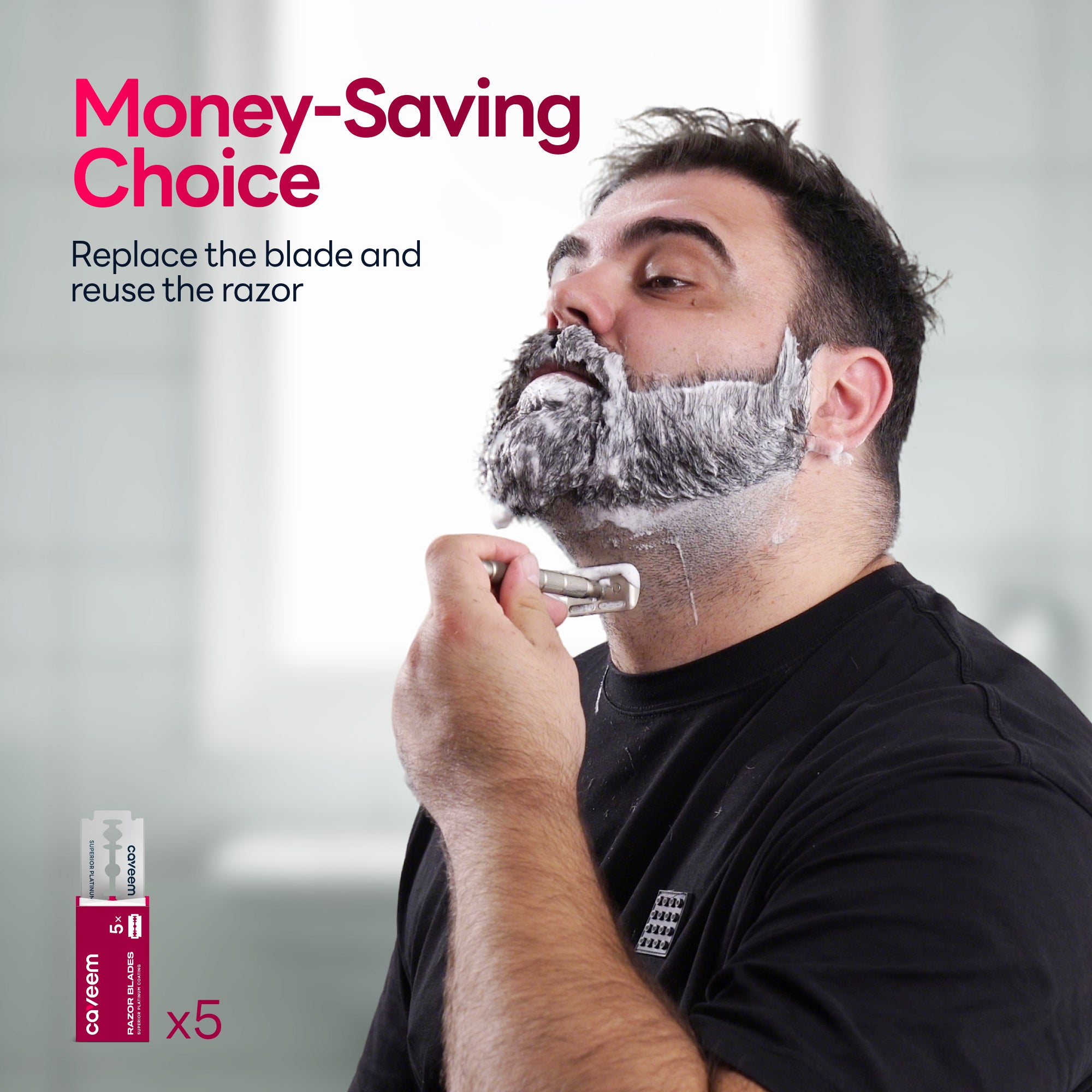 Caveem Shaving Rasoio Sicurezza Metallo Argento 60 Lamette