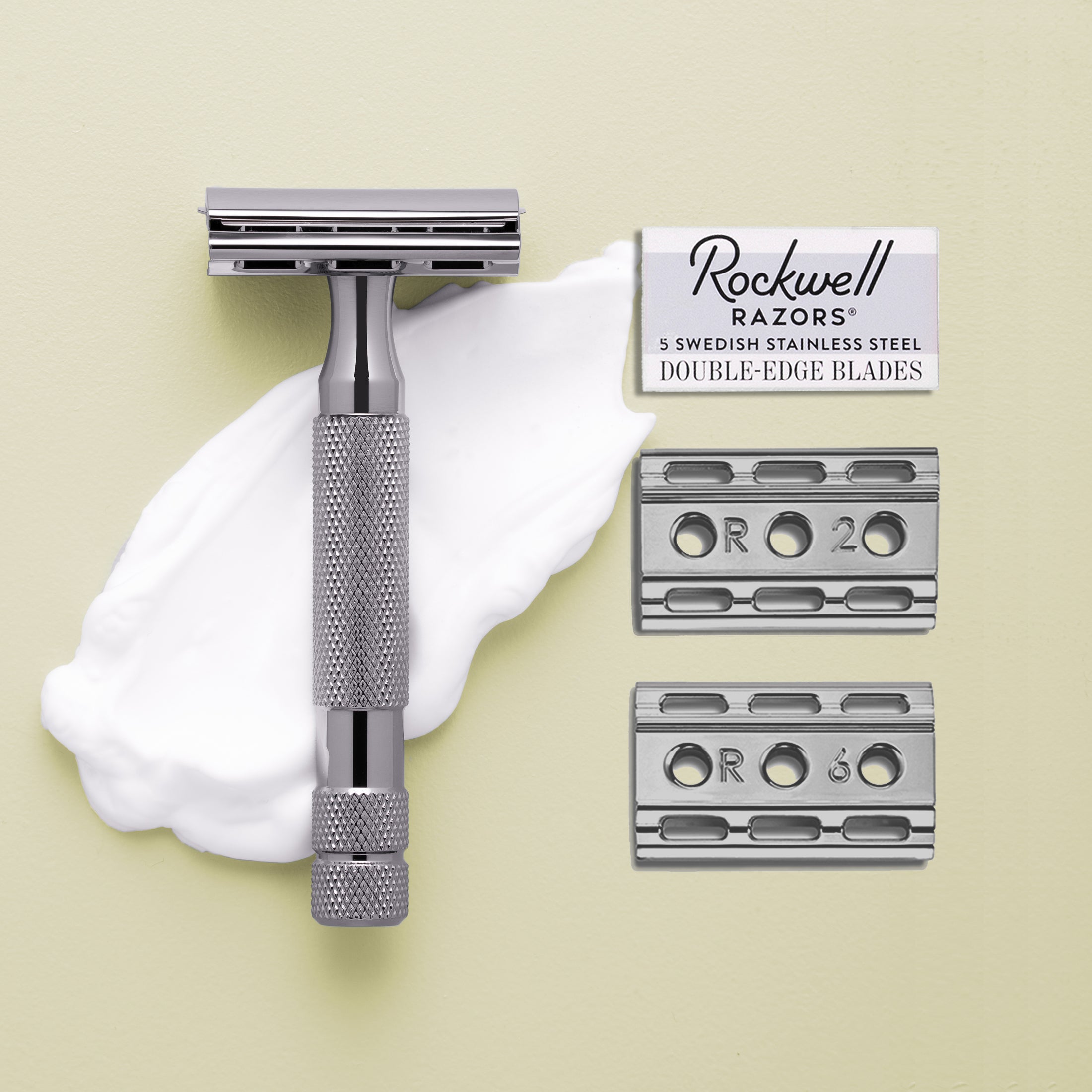 Rockwell 6C rasoio sicurezza White Chrome con stand