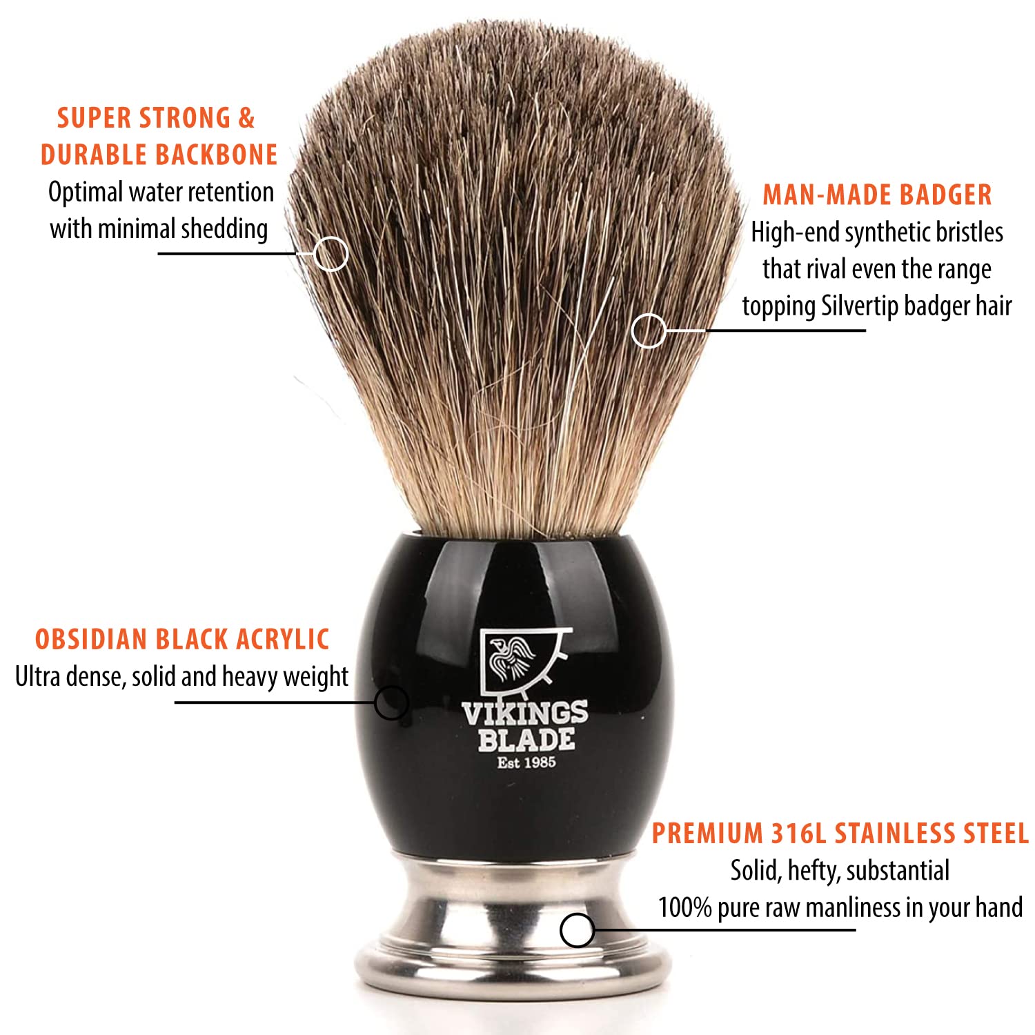 Viking's Blade Dark Stallion Pennello da Barba Bulb Nero