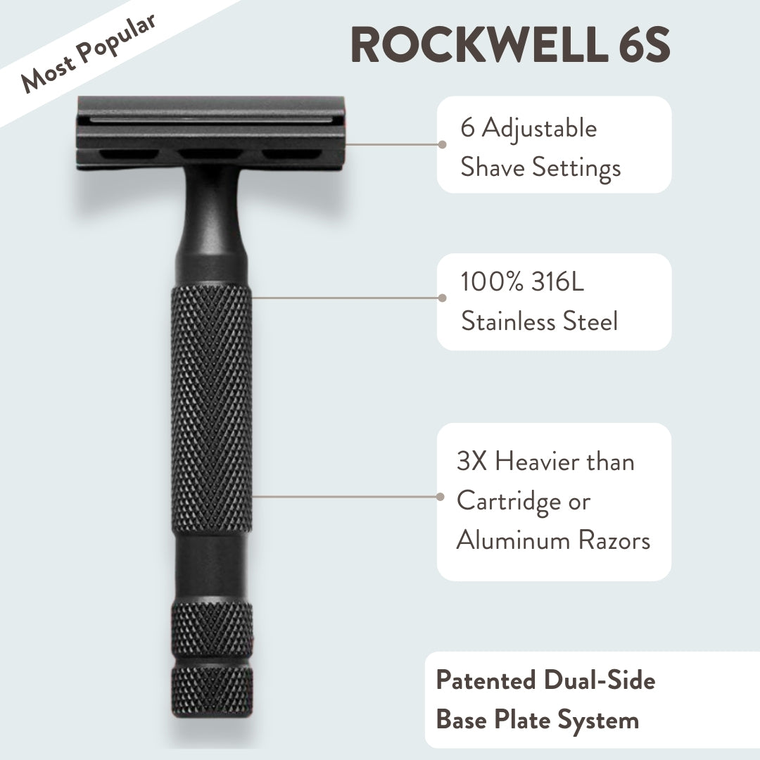 Rockwell 6S Black set rasoio di sicurezza regolabile con pennello