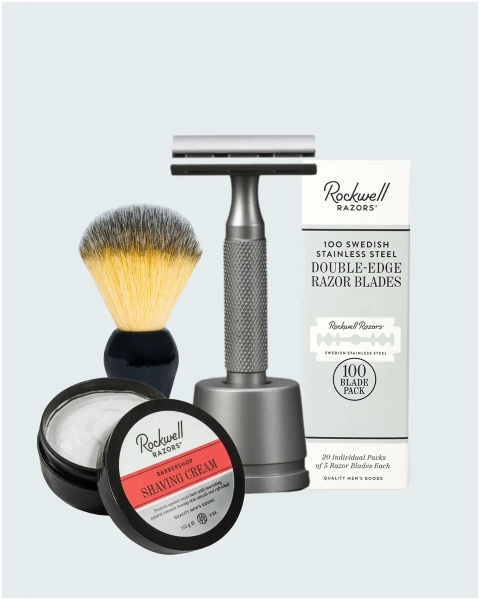 Rockwell 6S Gift Set kit rasatura acciaio opaco 100 lamette
