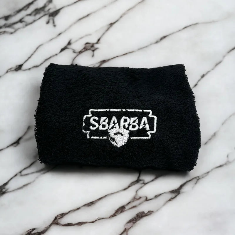 Sbarba salvietta da barba in cotone nero 30x50 cm