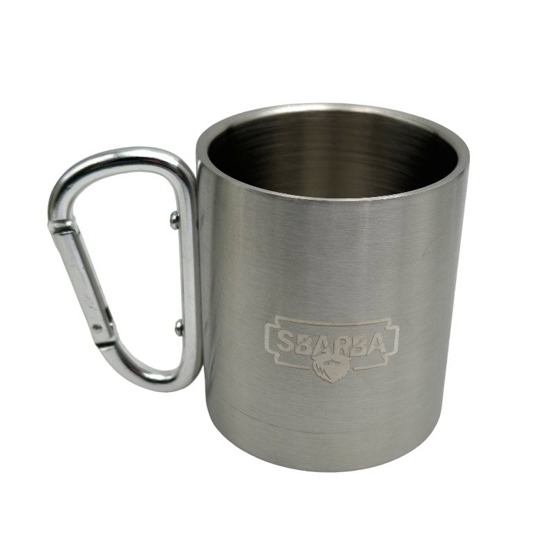 Sbarba Tazza con Moschettone Acciaio 220 ml Logo