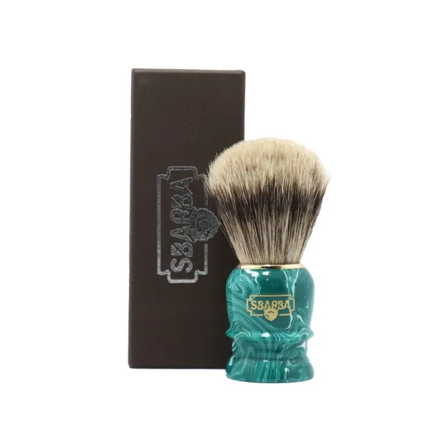 Sbarba Smilzo pennello da barba tasso misto verde acqua nodo 27