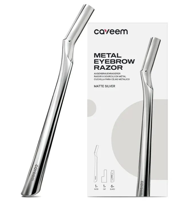 Caveem Dermaplaning Rasoio Viso Argento Opaco 6 Lamette Ricambio