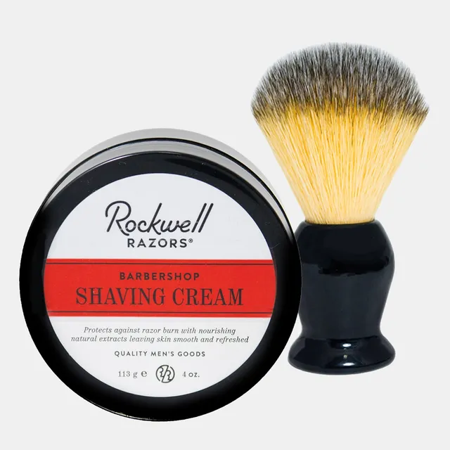 Rockwell crema da barba naturale con pennello vegano morbido