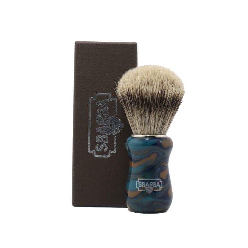 Sbarba Classico pennello da barba blu ambrato silvertip