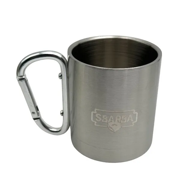Sbarba Tazza con Moschettone Acciaio 220 ml Logo