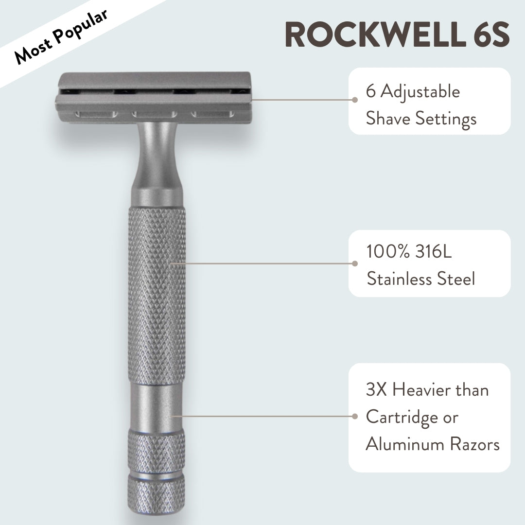 Rockwell 6S All-In-One Kit Rasoio Sicurezza Acciaio Opaco
