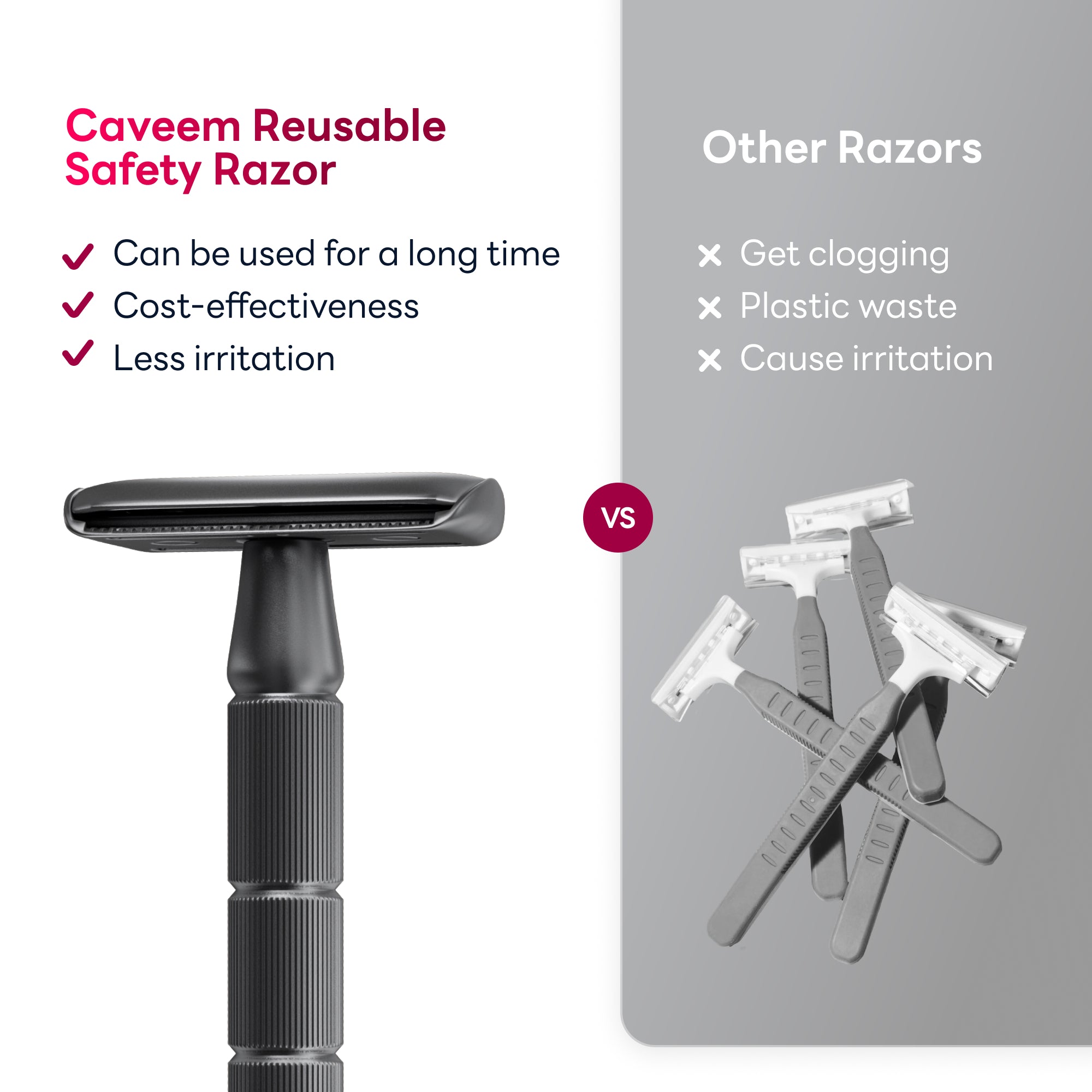 Caveem Shaving rasoio sicurezza metallo nero 5 lamette