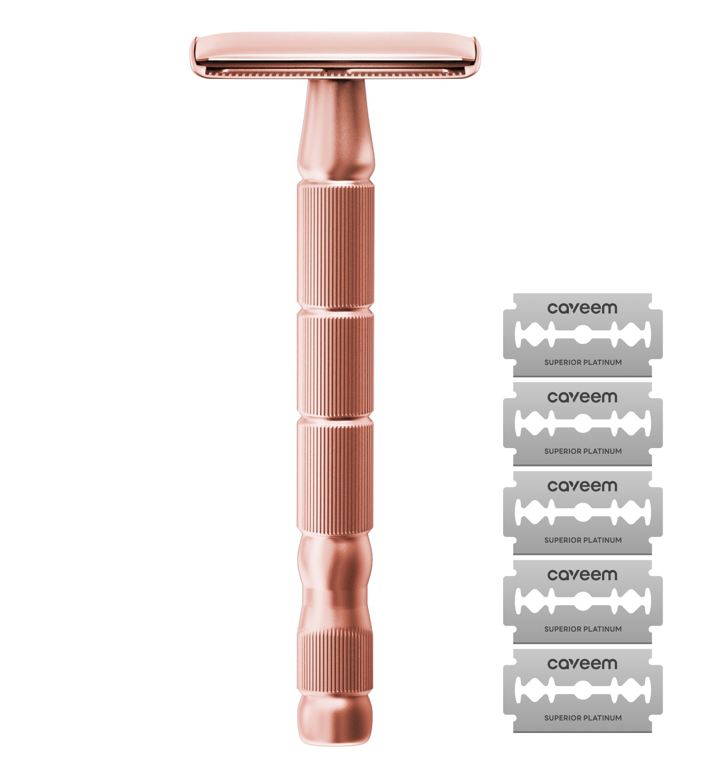 Caveem Shaving Rasoio Sicurezza Metallo Oro Rosa 5 Lamette Inox