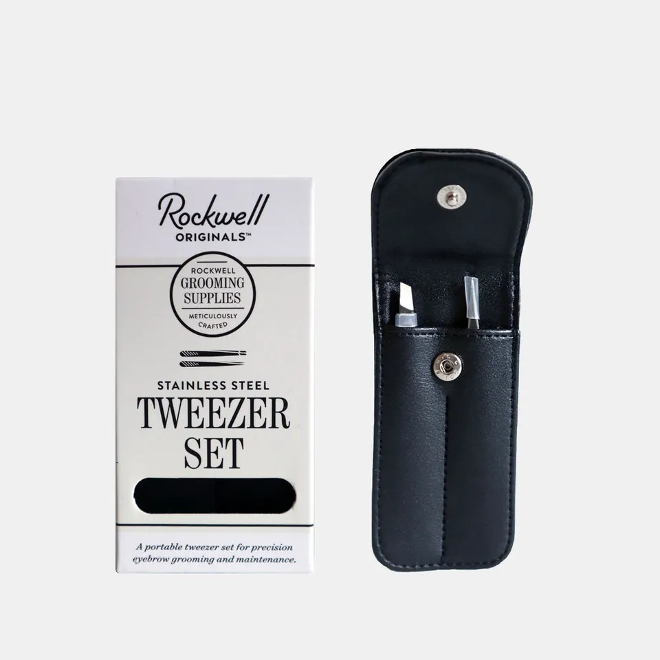 Rockwell Set Pinzette Acciaio Inox con Custodia Viaggio