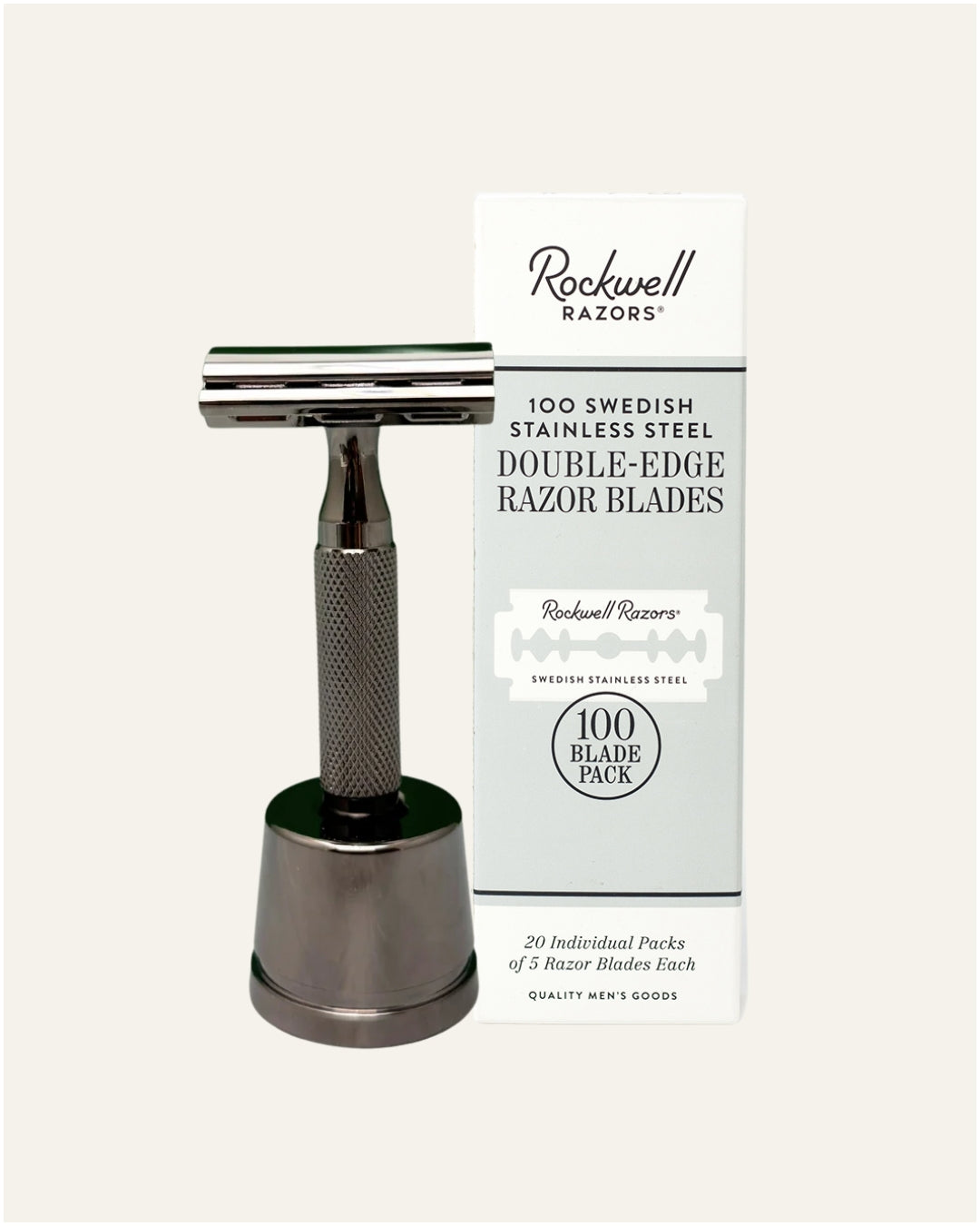Rockwell 2C Kit 2 anni rasoio sicurezza cromo bianco 100 lamette