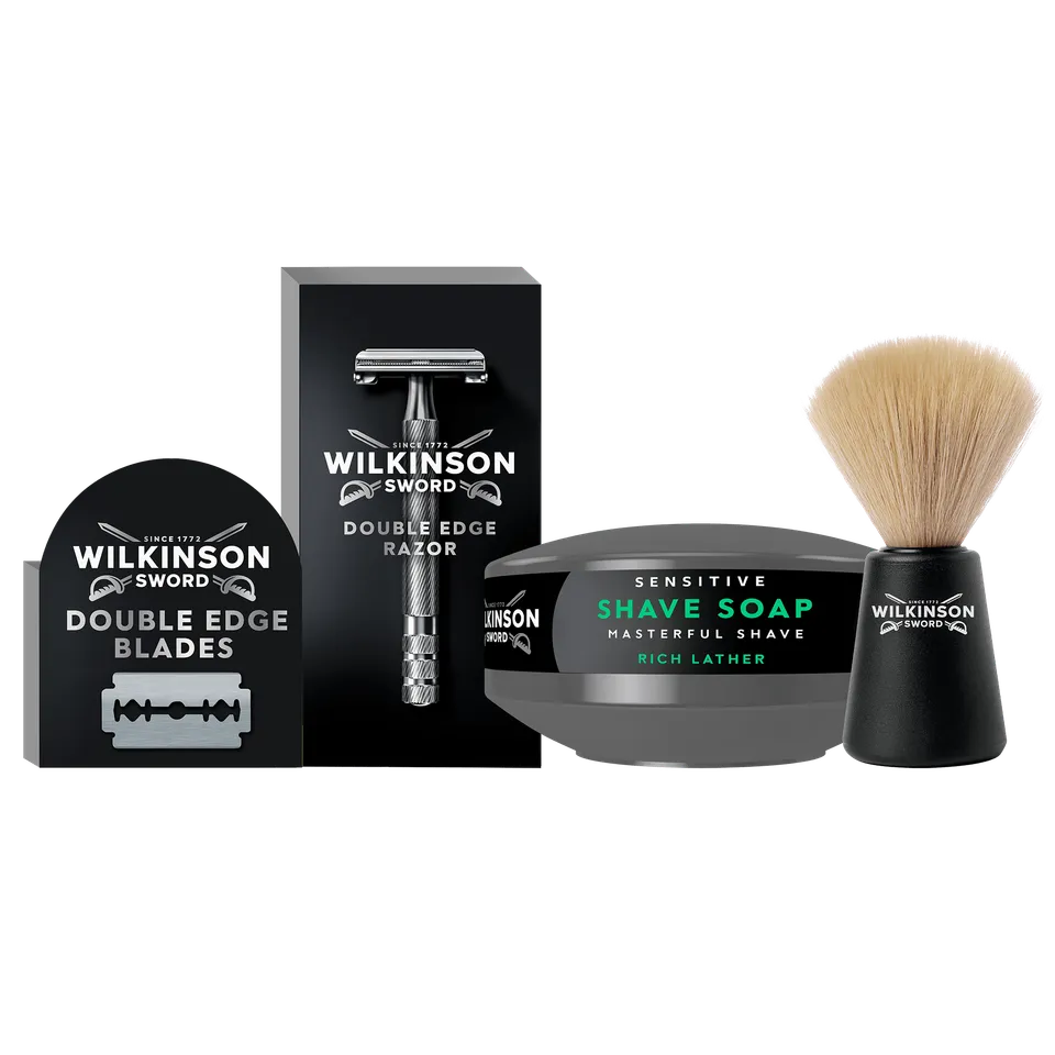 Wilkinson Classic Rasoio Sicurezza Set Pennello e Sapone