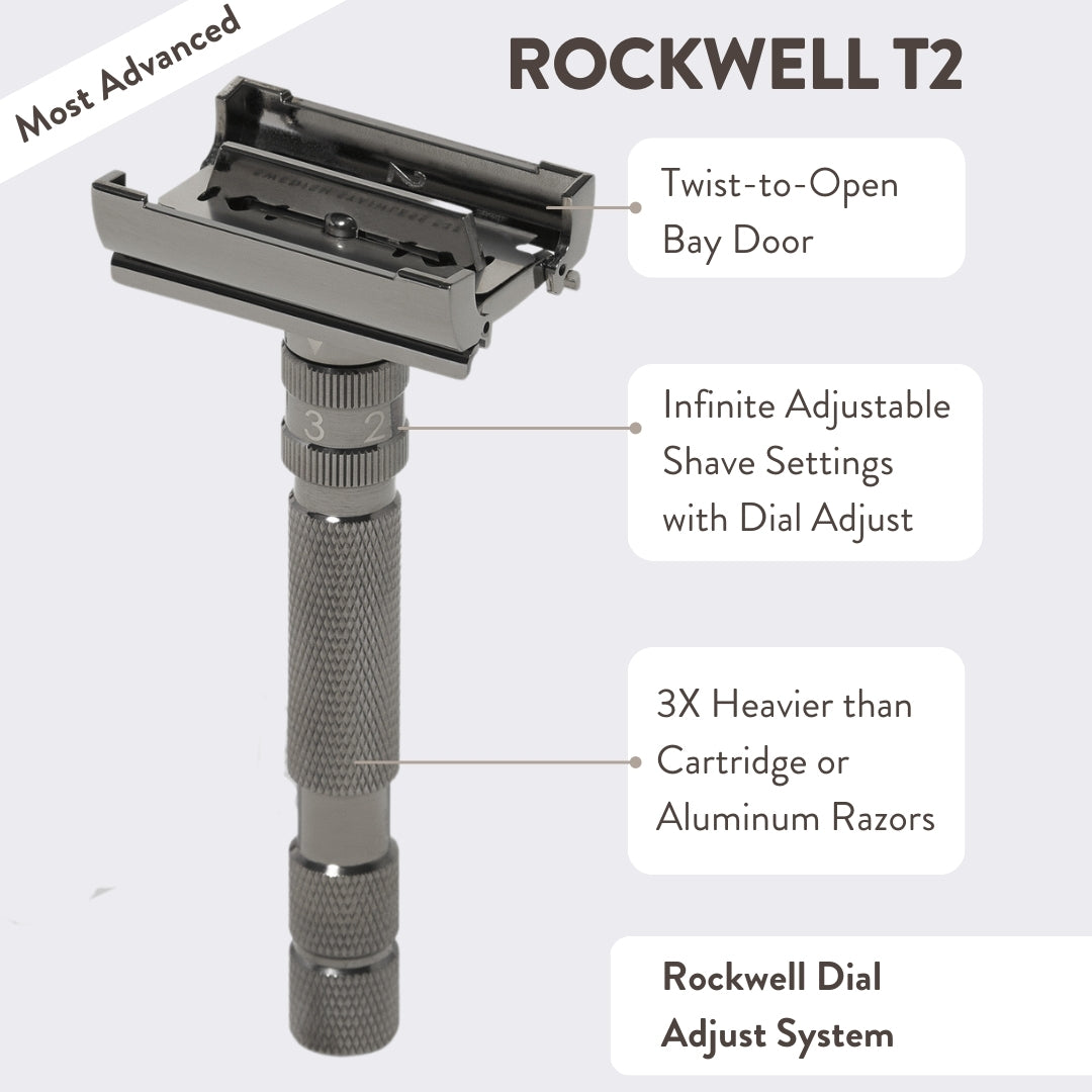 Rockwell T2 Rasoio sicurezza gunmetal regolabile