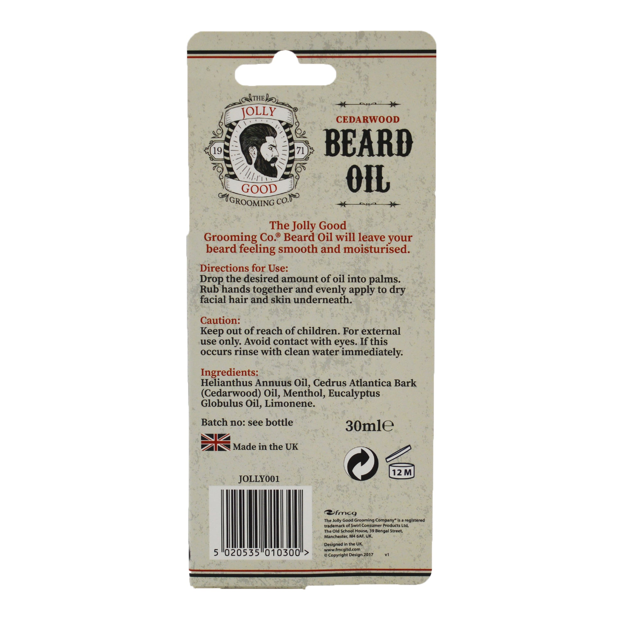 Jolly Good olio barba 30ml cedro mentolo eucalipto
