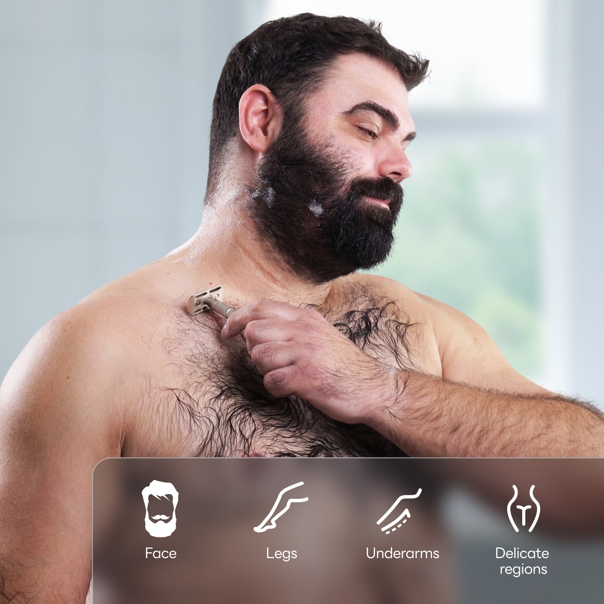 Caveem Shaving Rasoio Sicurezza Metallo Argento 60 Lamette