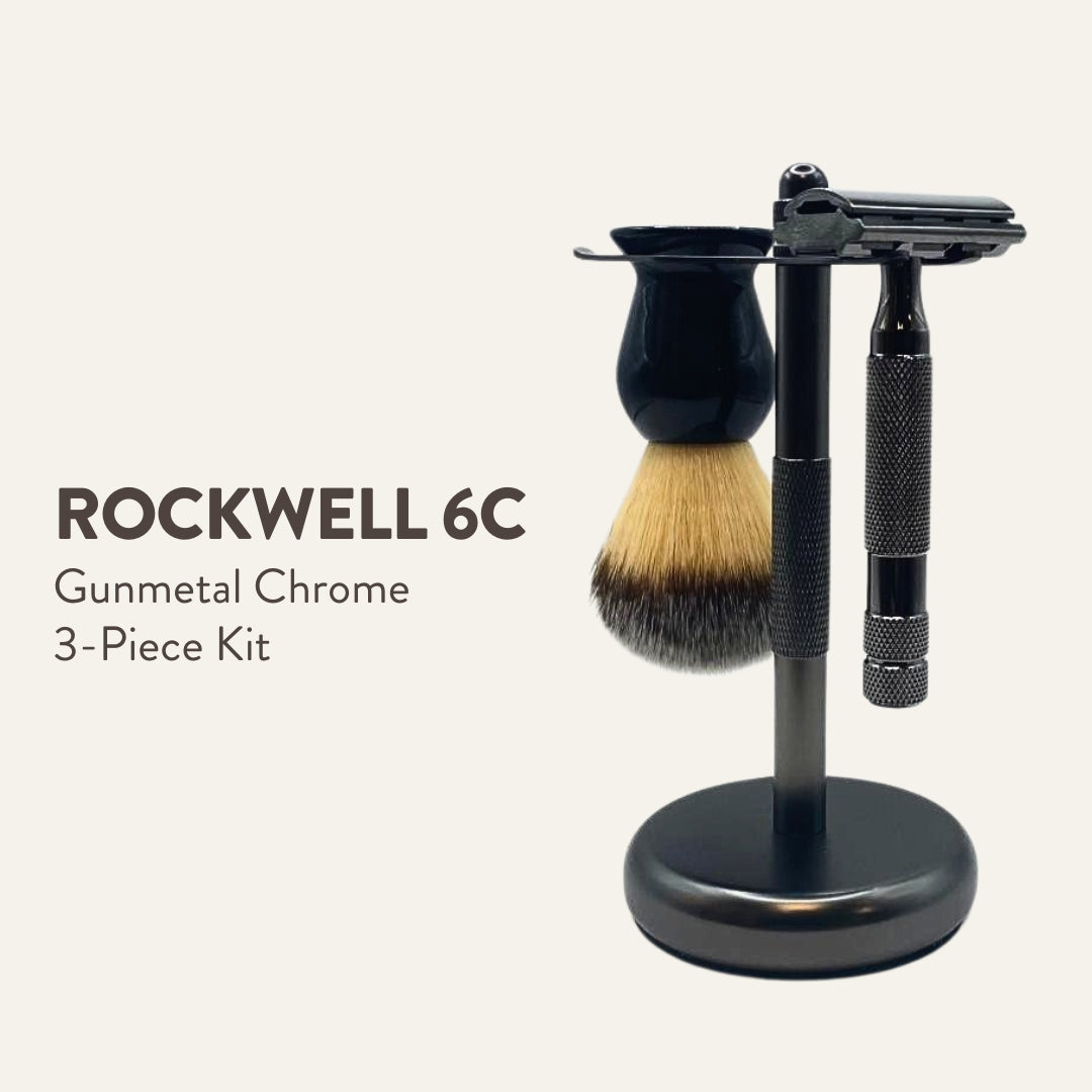 Rockwell 6C Gift Set kit rasoio 3 pezzi cromo bianco
