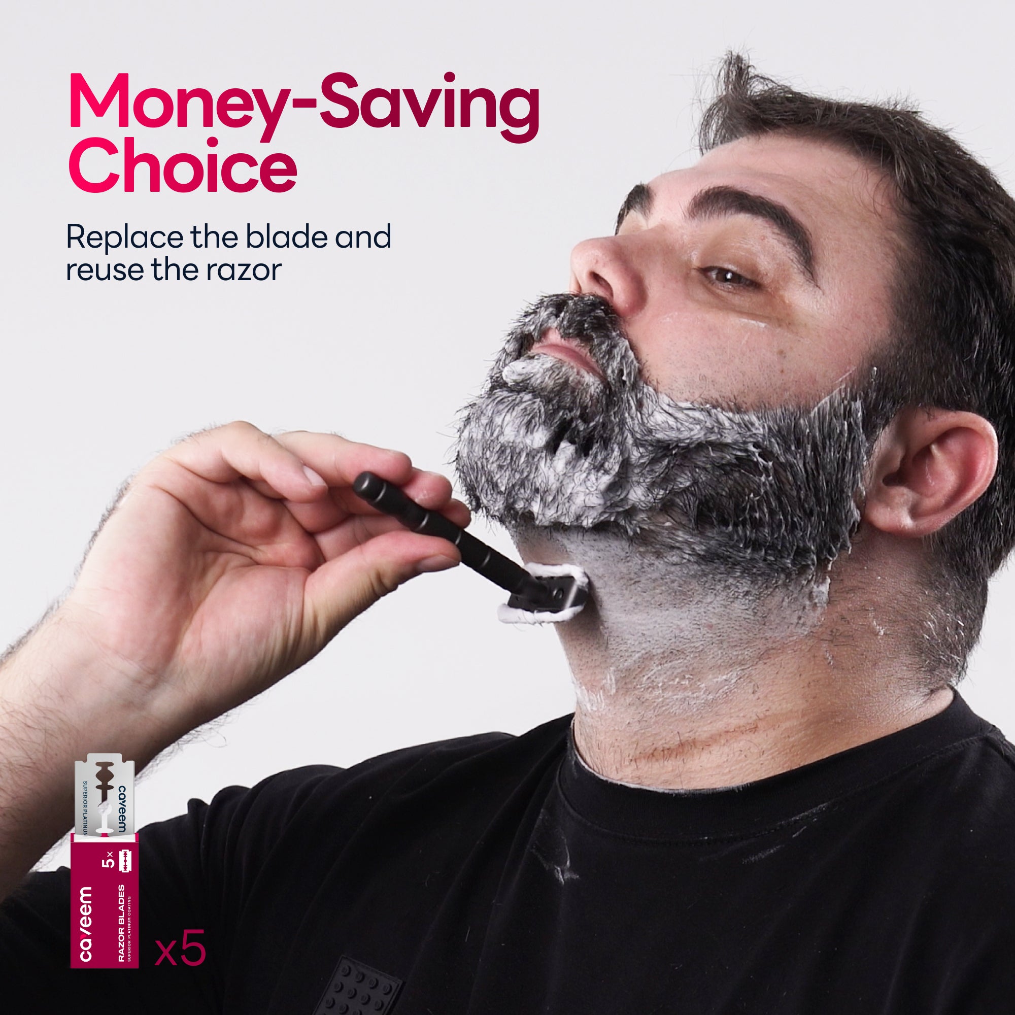 Caveem Shaving rasoio sicurezza metallo nero 5 lamette