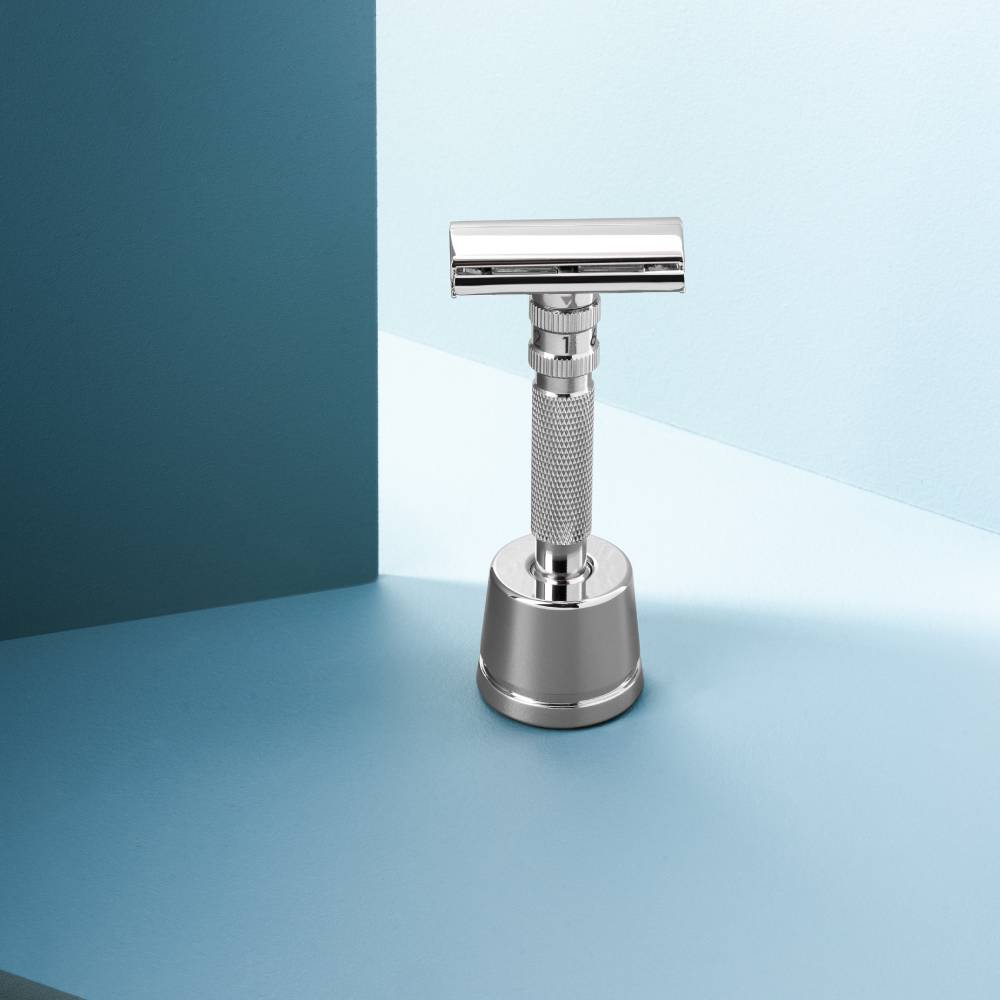 Rockwell T2 rasoio di sicurezza Gunmetal Chrome con stand regolabile