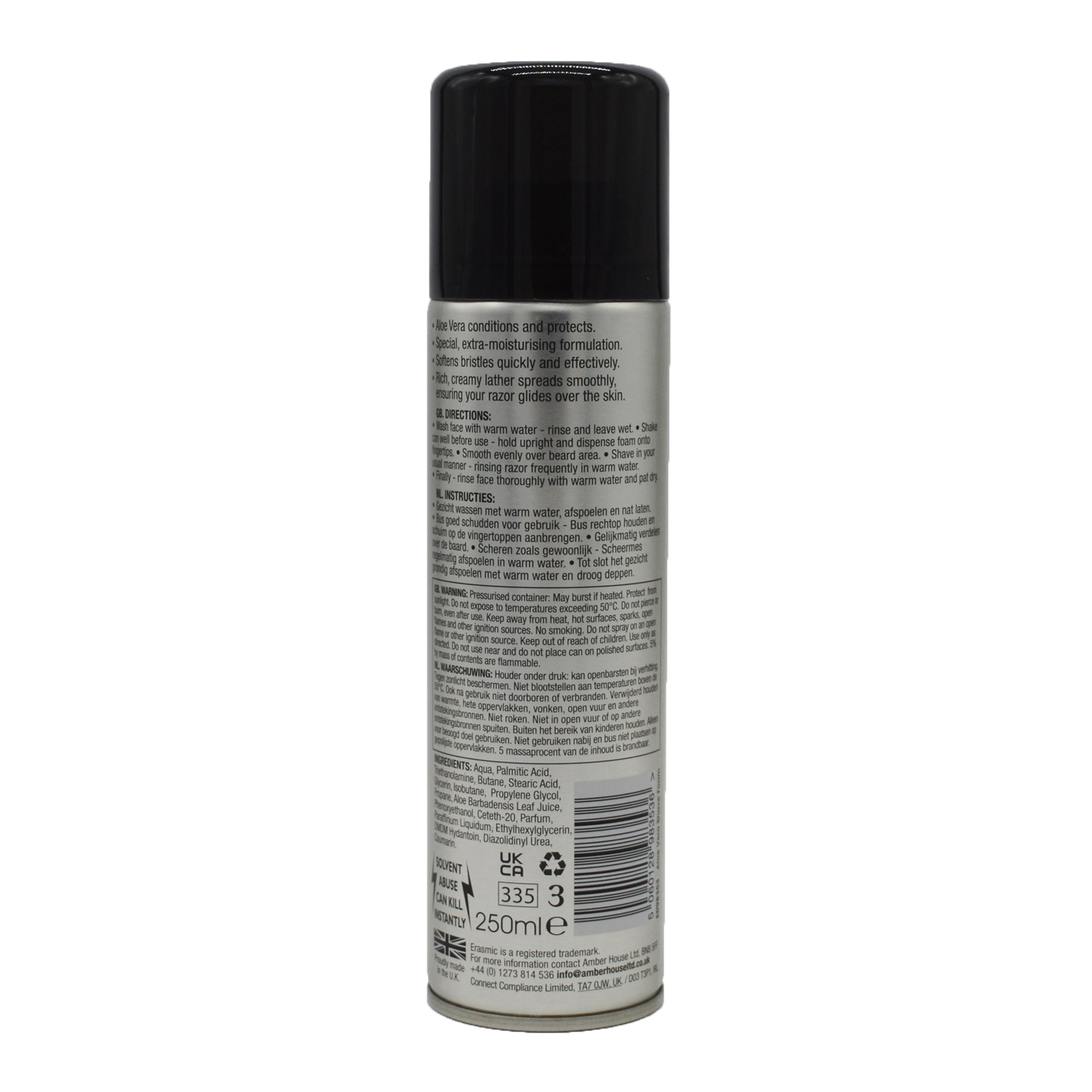Erasmic schiuma da barba aloe vera idratante 250ml