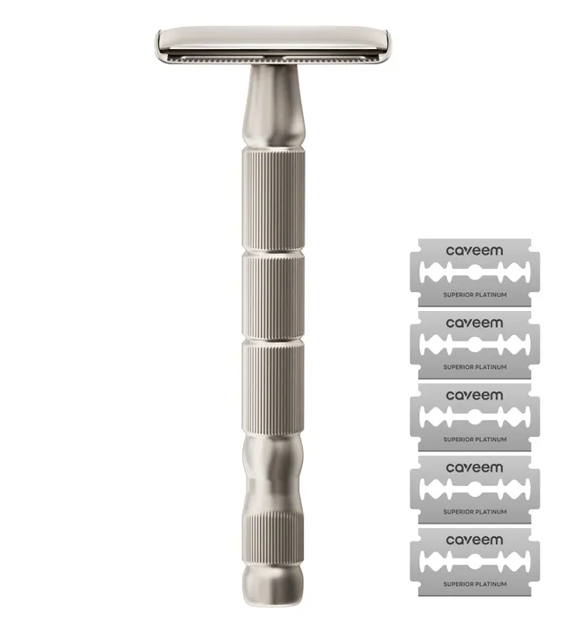 Caveem Shaving Rasoio Sicurezza Metallo Argento 60 Lamette