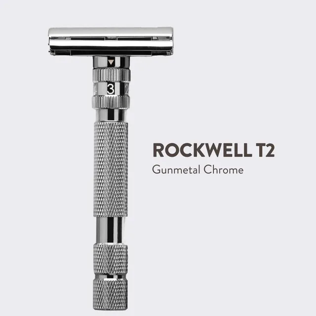 Rockwell T2 Rasoio Sicurezza Cromato Gunmetal Regolabile