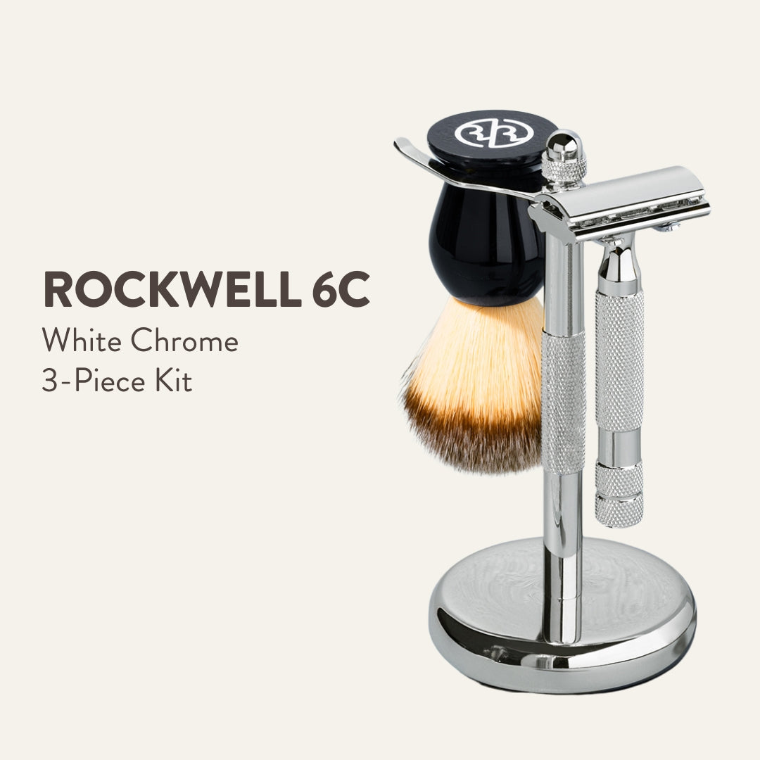 Rockwell 6C Gift Set kit rasoio 3 pezzi cromo bianco