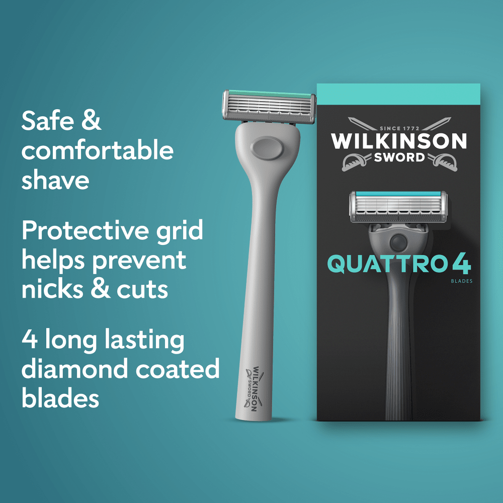 Wilkinson Quattro Rasoio Uomo 4 Lame con Aloe Vera