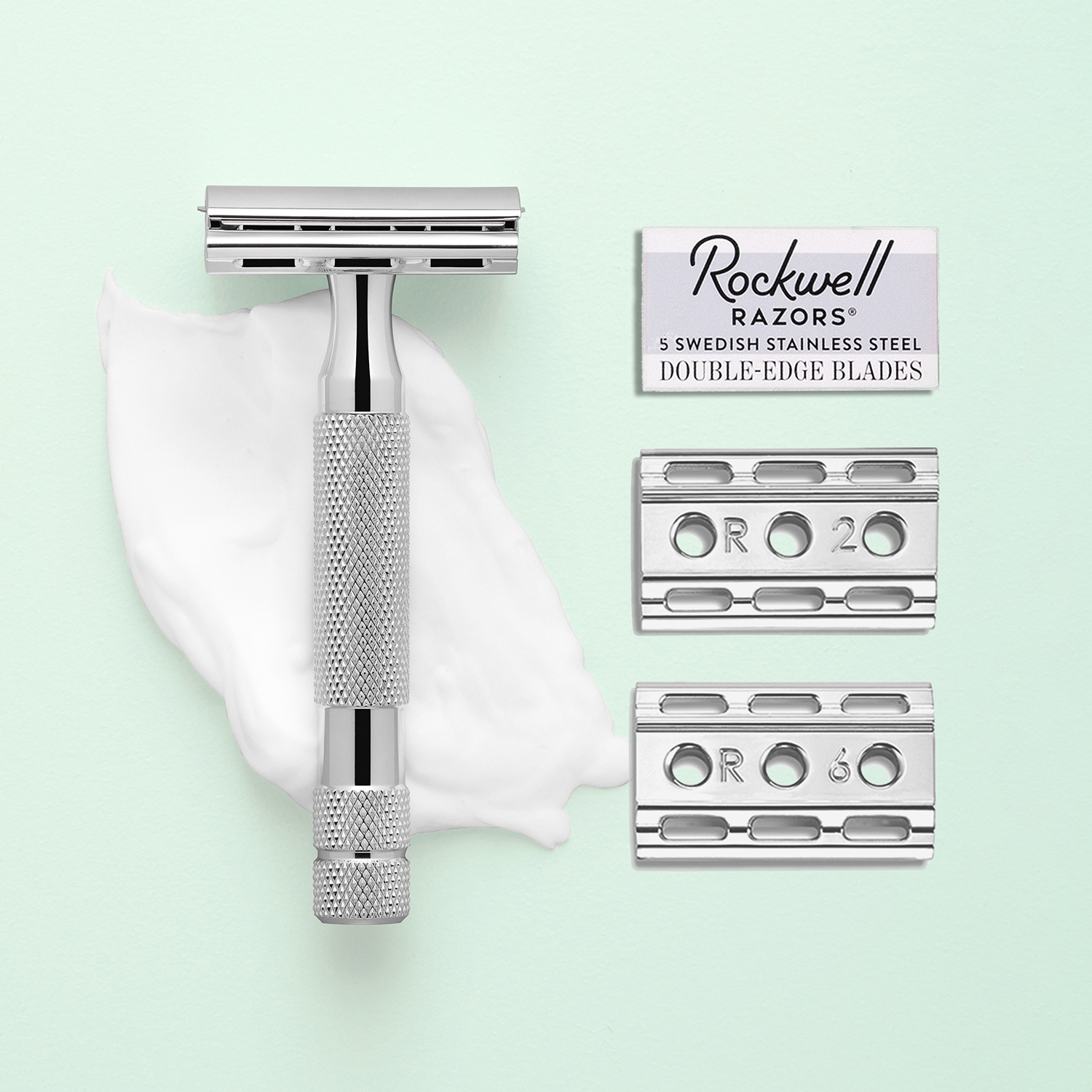 Rockwell 6C rasoio sicurezza White Chrome con stand