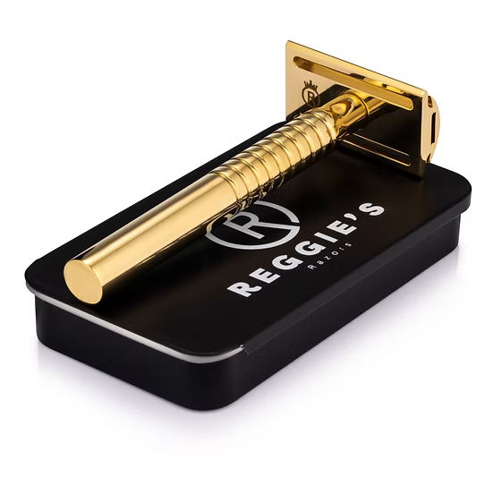 Reggie's Jupiter Brass Set Rasatura Rasoio Lamette Crema
