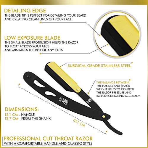 The Cambridge Cutthroat rasoio a mano libera nero oro acciaio