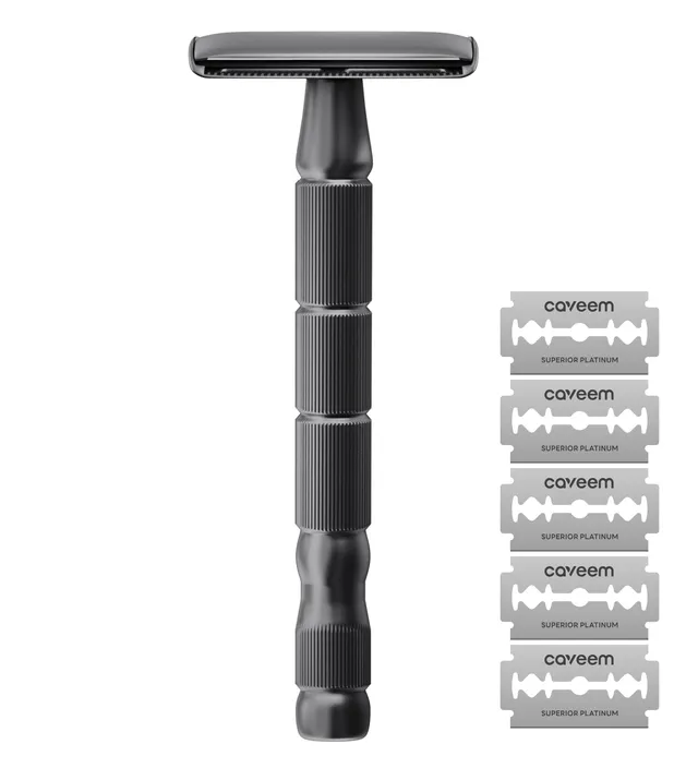 Caveem Shaving rasoio sicurezza metallo nero 5 lamette