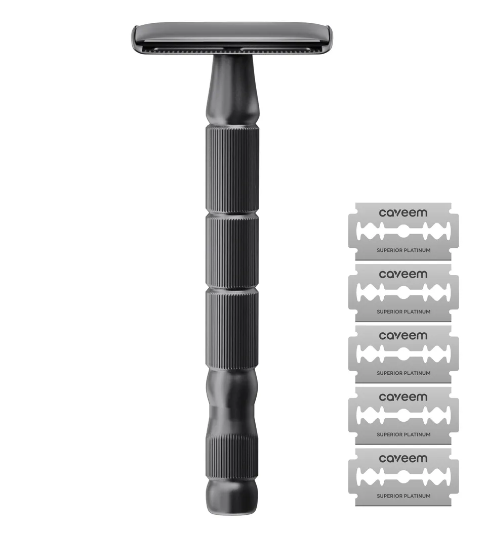 Caveem Shaving rasoio sicurezza metallo nero 5 lamette