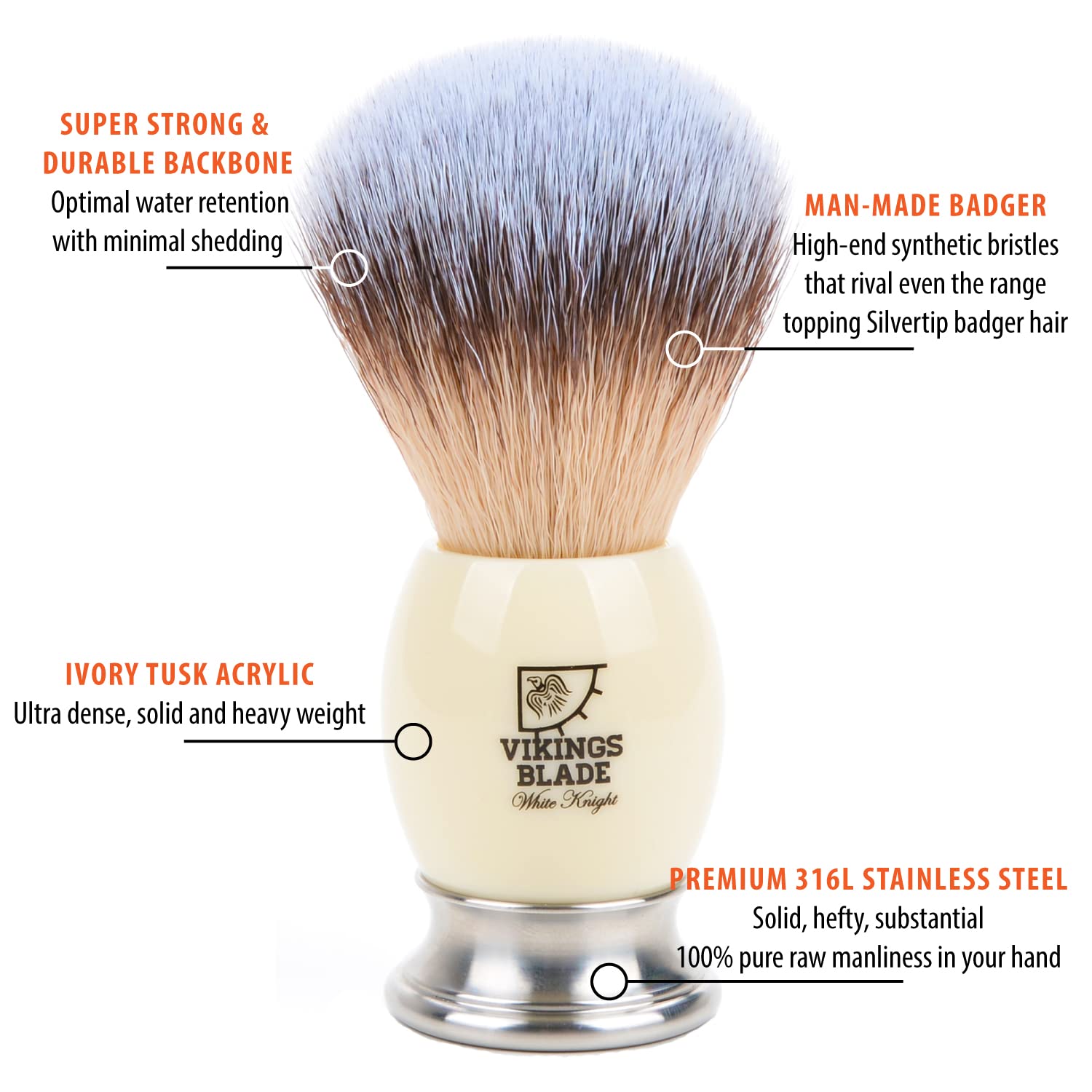 Viking's Blade White Knight pennello da barba sintetico pesante