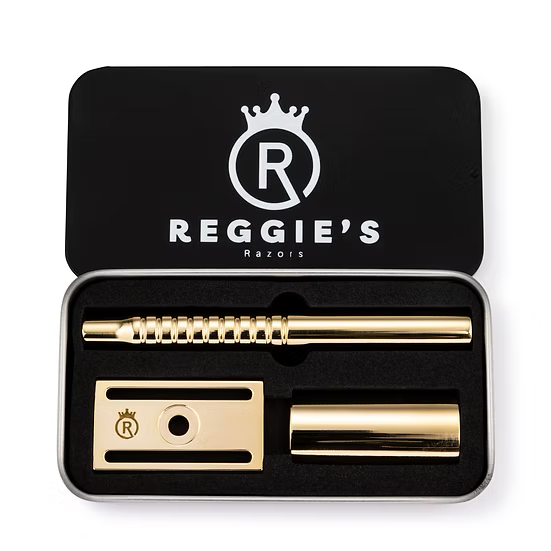 Reggie's Jupiter Brass Set Rasatura Rasoio Lamette Crema